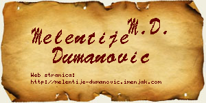 Melentije Dumanović vizit kartica